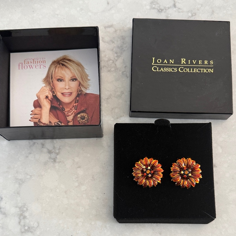 Joan Rivers Fashion Flowers Orange Brooch Set